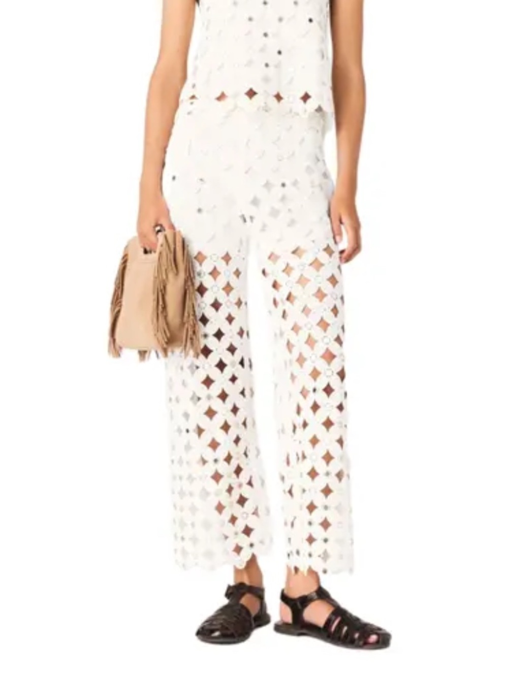 Pimiroir Straight Mirror Crochet Pants